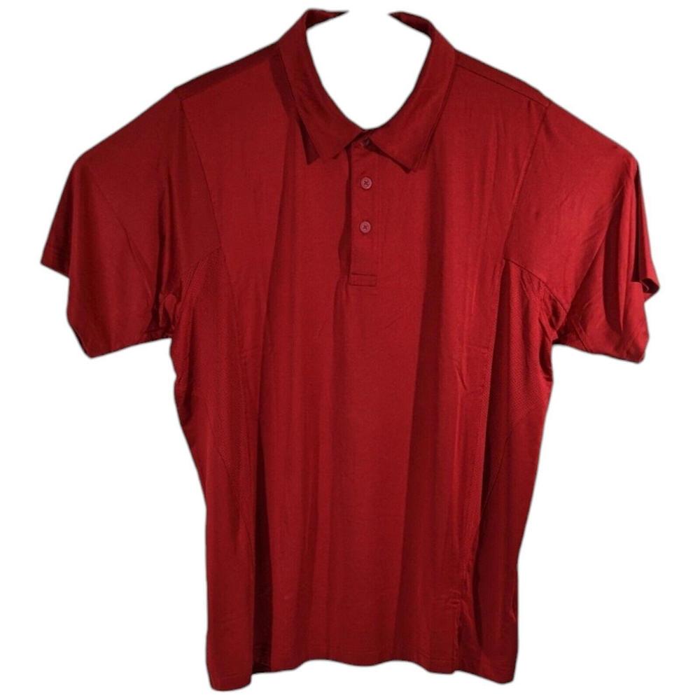 Mens Loose Fit Plain Red Golf Polo Shirt Size L Large Coaching Sports